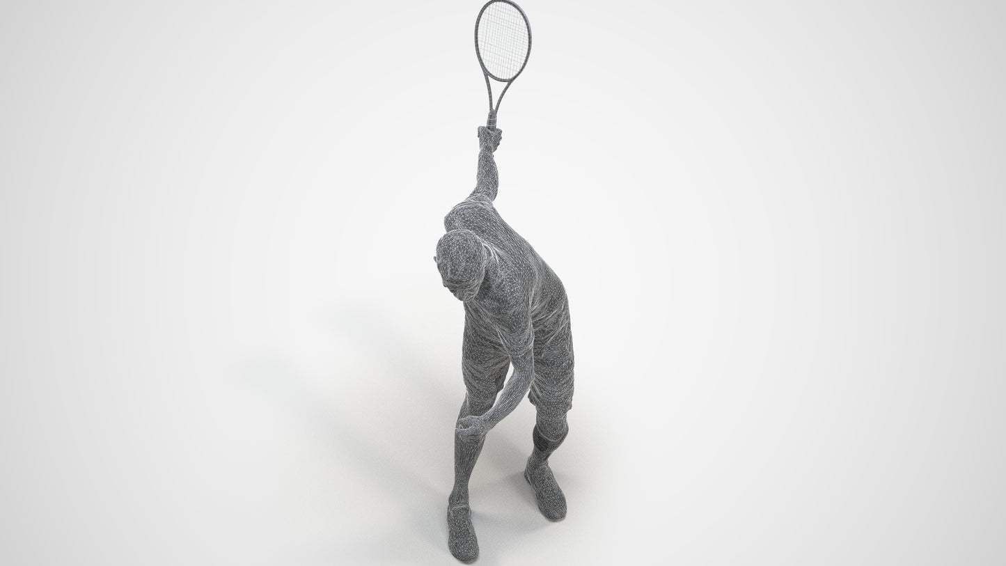 photogrammetry 3D senior man sport, realistic human model archviz FBX, wireframe three-quarter view