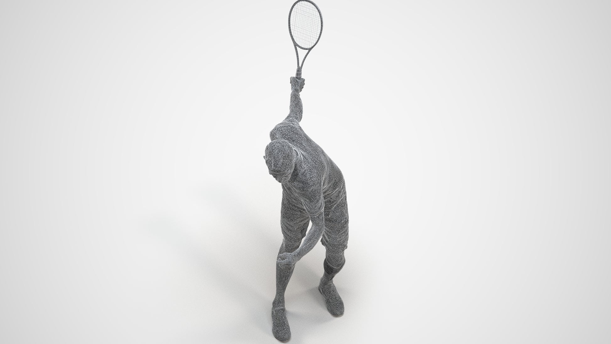 photogrammetry 3D senior man sport, realistic human model archviz FBX, wireframe three-quarter view