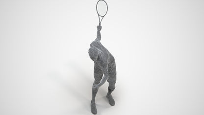 photogrammetry 3D senior man sport, realistic human model archviz FBX, wireframe three-quarter view