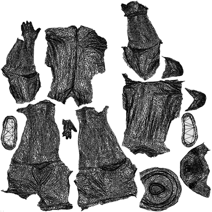 scanned 3D man standing, photogrammetry people for Enscape and V-Ray, wireframe top-down view
