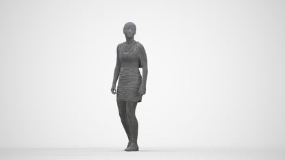 3D people model girl casual kids, scanned human for 3ds Max rendering, wireframe back view