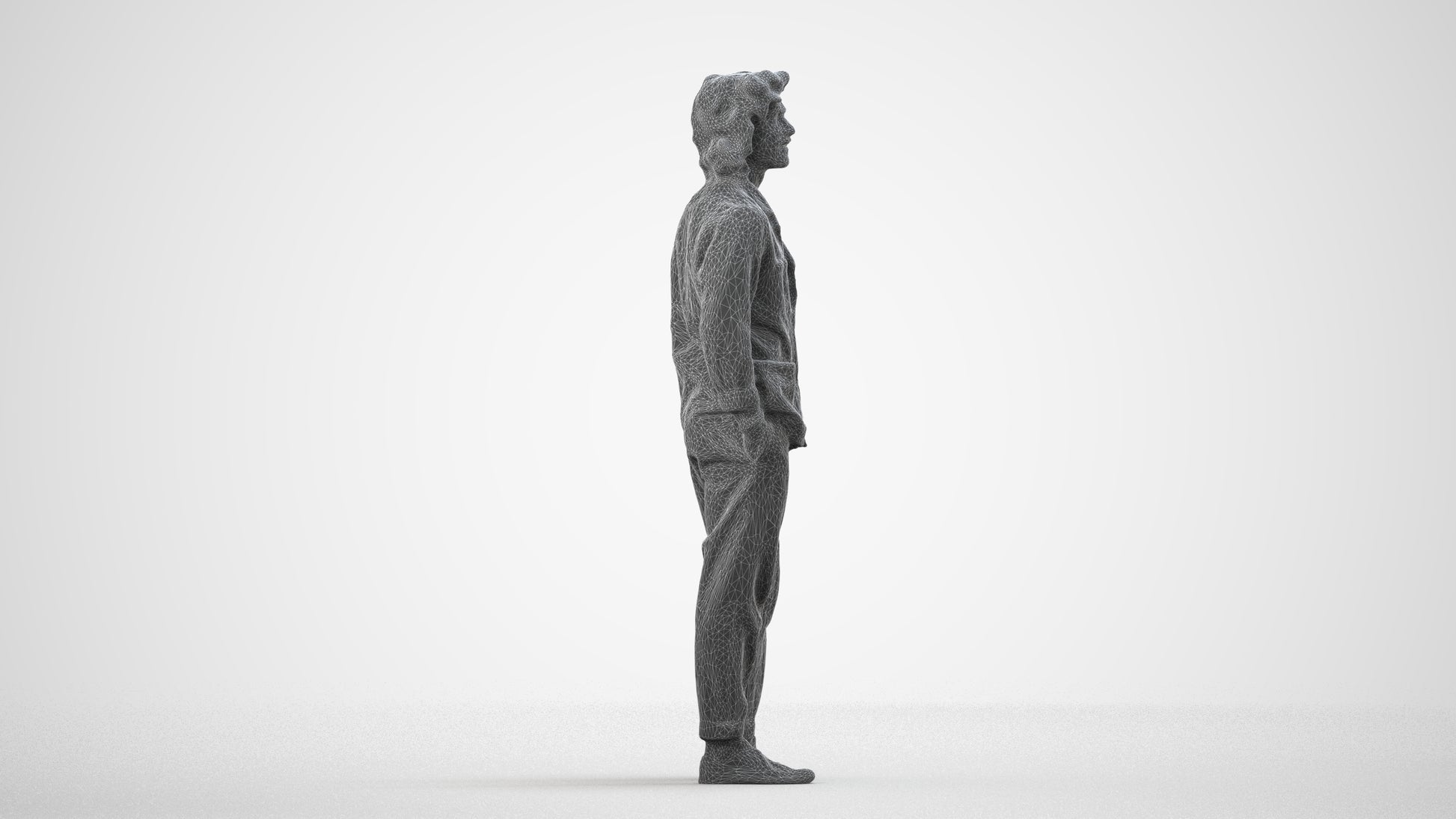 photogrammetry 3D man casual formalaffairs, realistic human model archviz FBX, wireframe side view