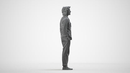 photogrammetry 3D man casual formalaffairs, realistic human model archviz FBX, wireframe side view