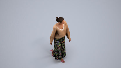 realistic 3D people woman casual walking, render-ready for V-Ray and Corona, FBX OBJ, back view render
