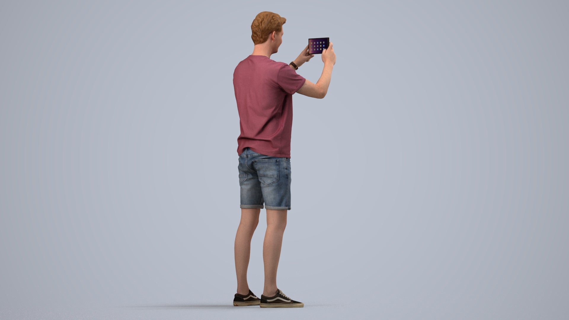 realistic 3D people man casual standing, render-ready for V-Ray and Corona, FBX OBJ, side view render