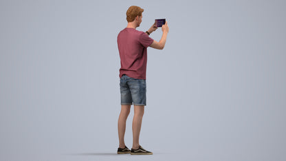 realistic 3D people man casual standing, render-ready for V-Ray and Corona, FBX OBJ, side view render