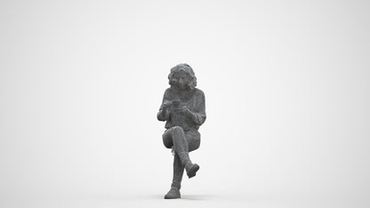 photogrammetry 3D woman casual sitting, realistic human model archviz FBX, three-quarter front view render