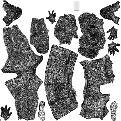 realistic 3D woman casual standing, scanned archviz people for Blender and 3ds Max, wireframe top-down view