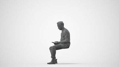 3D people model man casual sitting, scanned human for 3ds Max rendering, square thumbnail