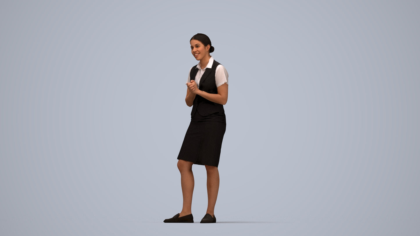 realistic 3D people woman hospitality, render-ready for V-Ray and Corona, FBX OBJ, top-down view render
