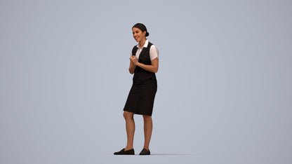 realistic 3D people woman hospitality, render-ready for V-Ray and Corona, FBX OBJ, top-down view render