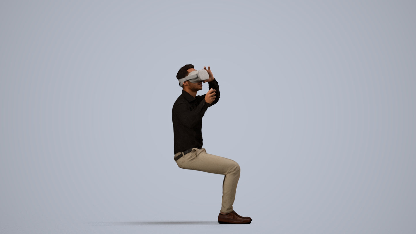 realistic 3D people man business sitting, render-ready for V-Ray and Corona, FBX OBJ, side view render