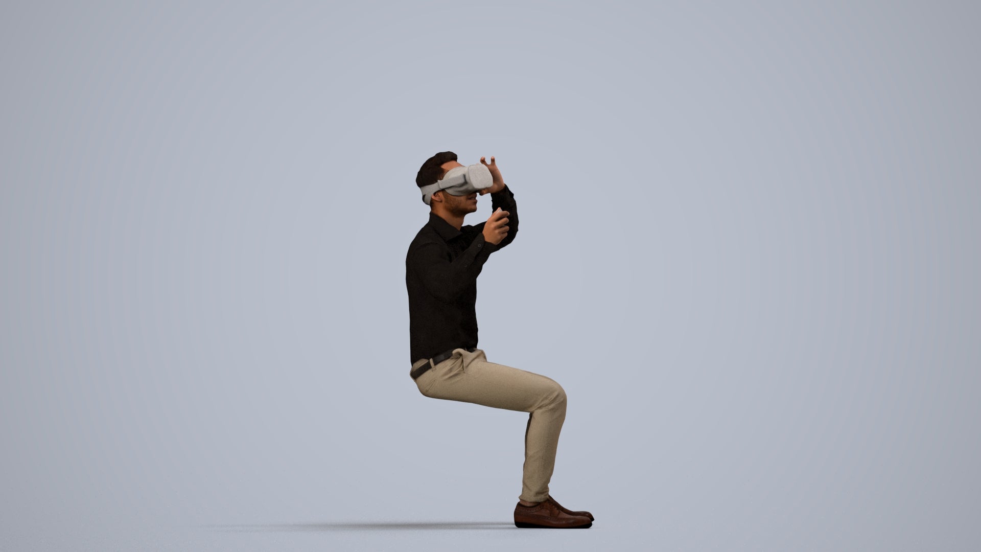 realistic 3D people man business sitting, render-ready for V-Ray and Corona, FBX OBJ, side view render