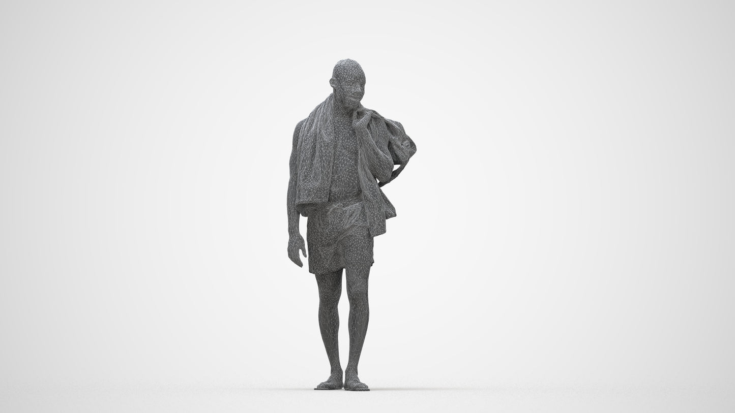 realistic 3D human man pool, archviz people FBX OBJ for Blender, wireframe back view