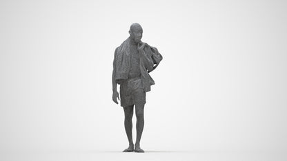 realistic 3D human man pool, archviz people FBX OBJ for Blender, wireframe back view