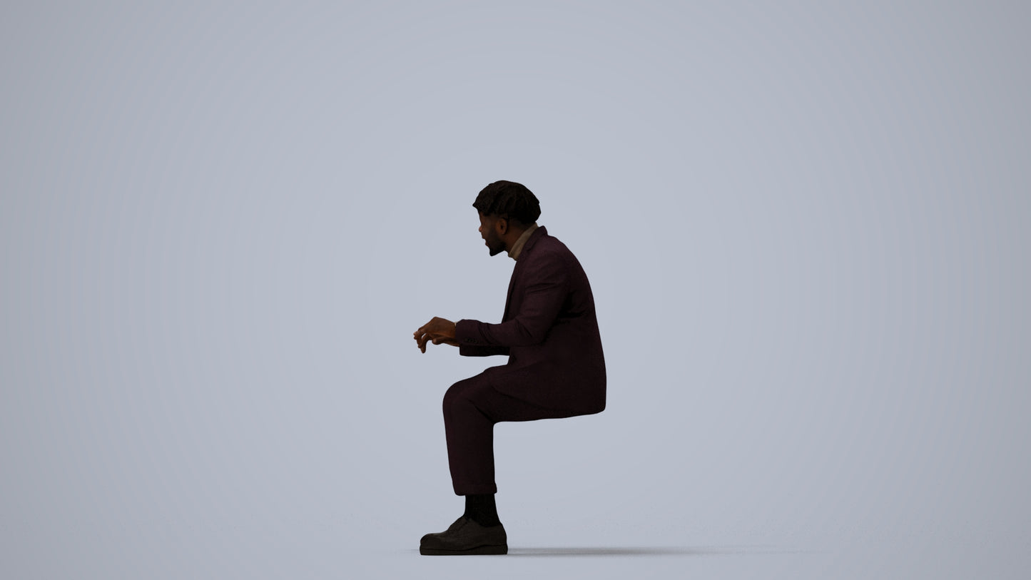 photogrammetry 3D man business, realistic human model archviz FBX, three-quarter view render