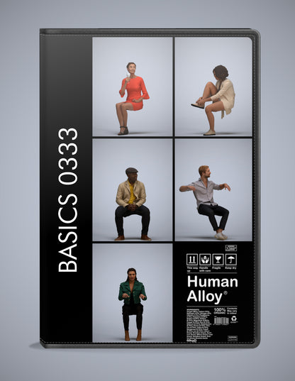 5x realistic 3D people sitting pack, scanned archviz collection for Blender and 3ds Max