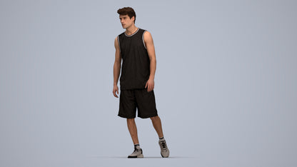 3D scanned man sport, photorealistic archviz people for Enscape and SketchUp, top-down view render