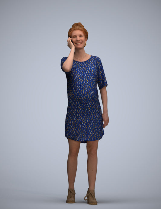 scanned 3D woman casual standing, photogrammetry people for Enscape and V-Ray