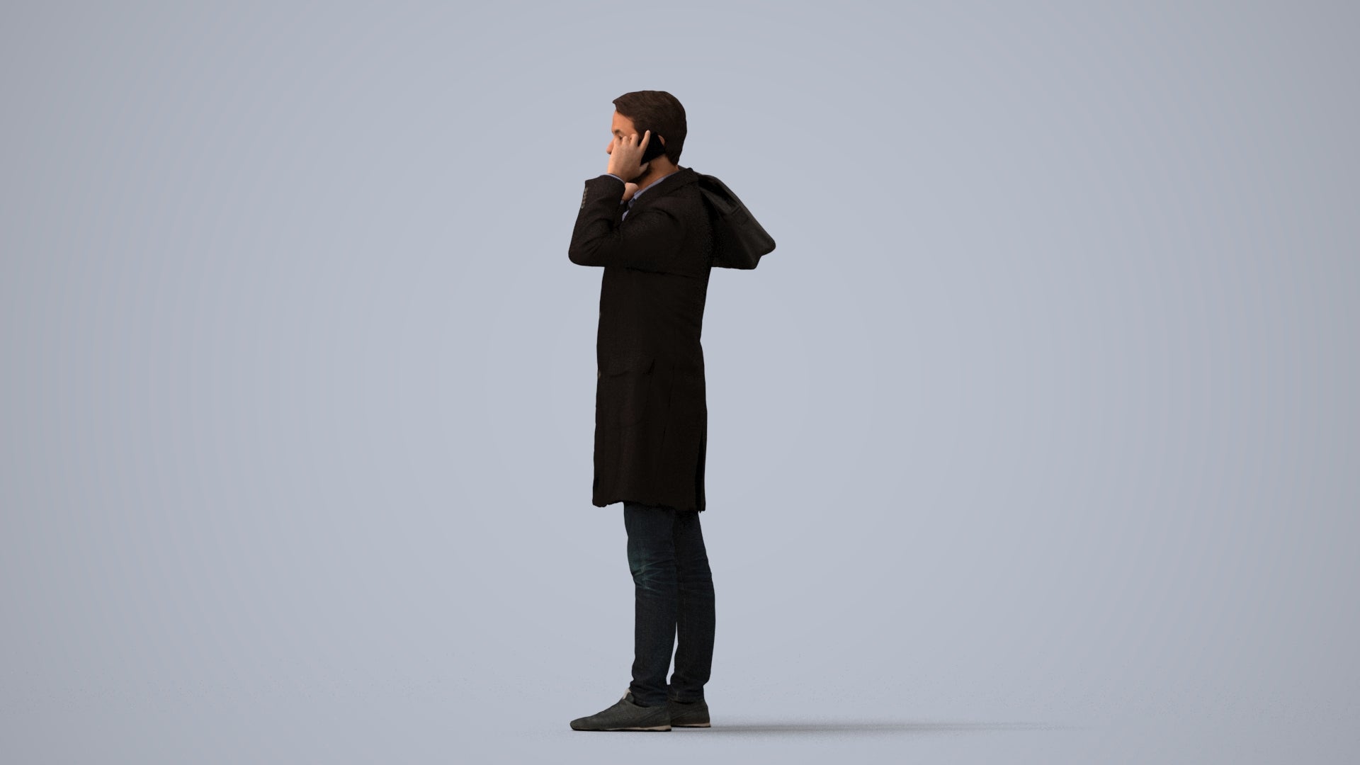 scanned 3D man business standing, photogrammetry people for Enscape and V-Ray, three-quarter view render