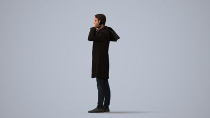 scanned 3D man business standing, photogrammetry people for Enscape and V-Ray, three-quarter view render