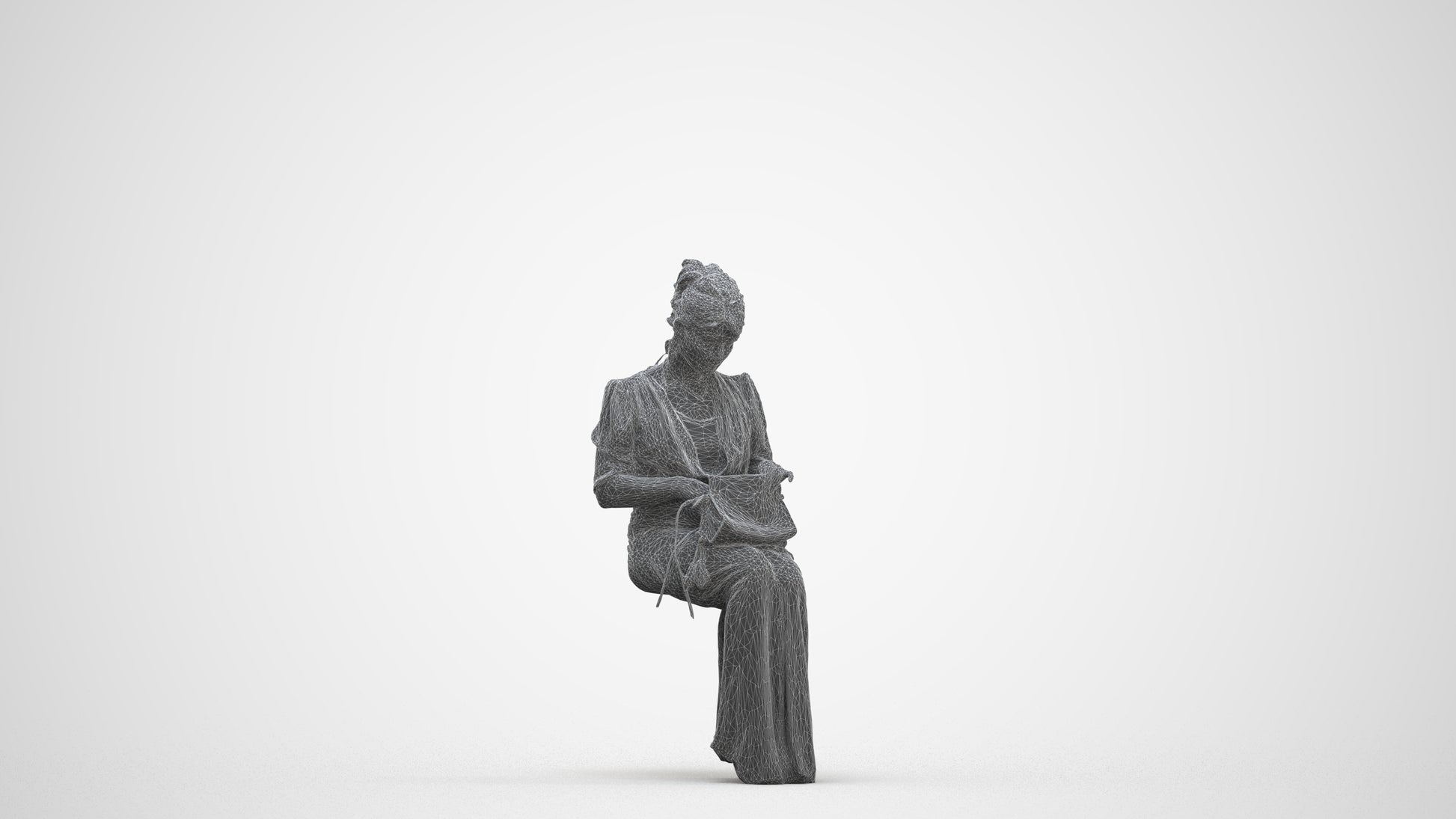 3D people model woman casual standing, scanned human for 3ds Max rendering, three-quarter front view render