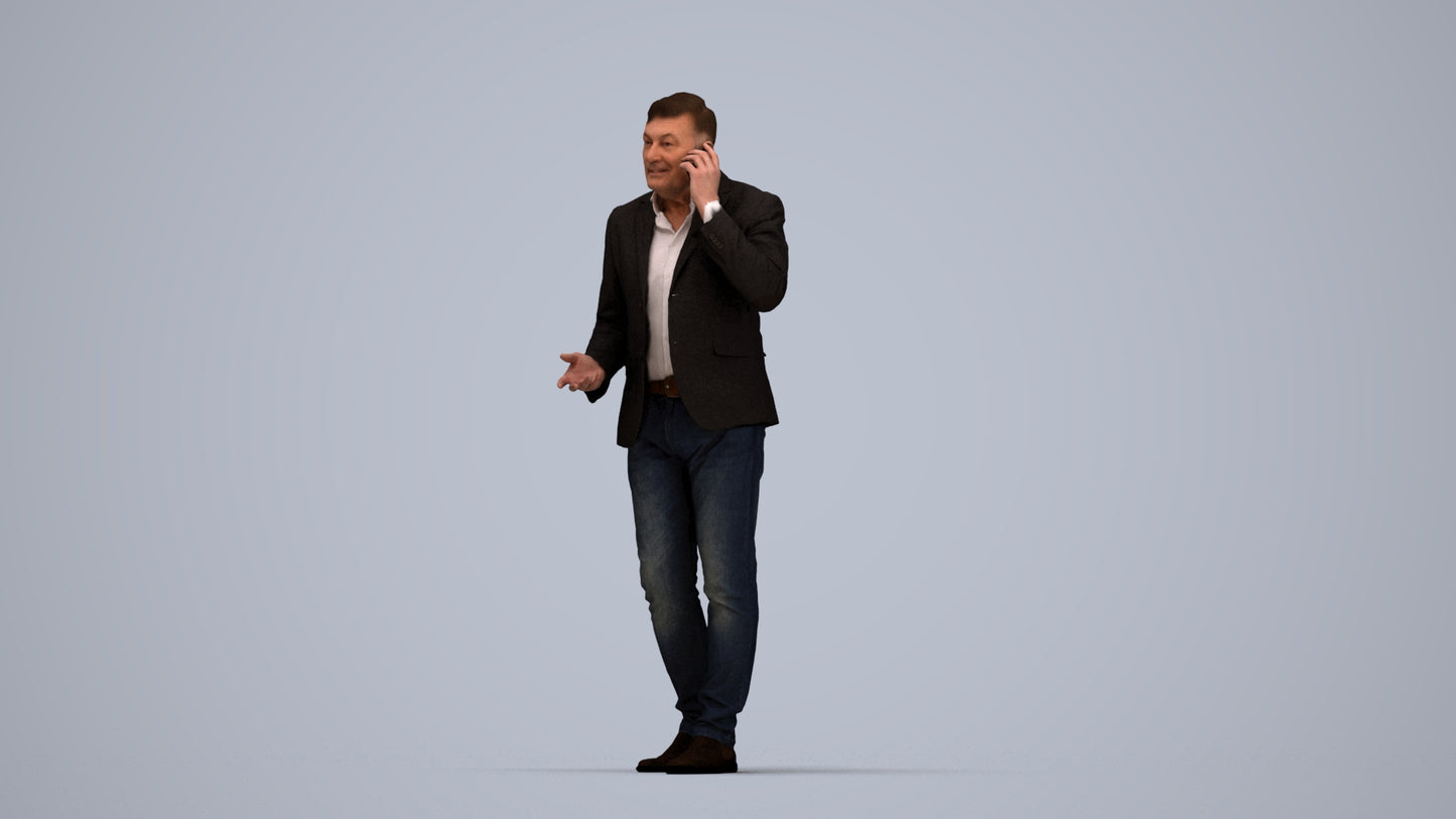 realistic 3D people man business, render-ready for V-Ray and Corona, FBX OBJ, top-down view render