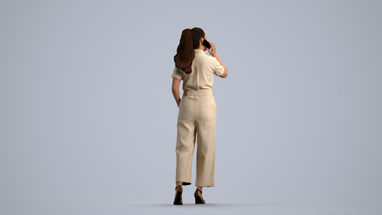 scanned 3D woman formal walking, photogrammetry people for Enscape and V-Ray, front view render