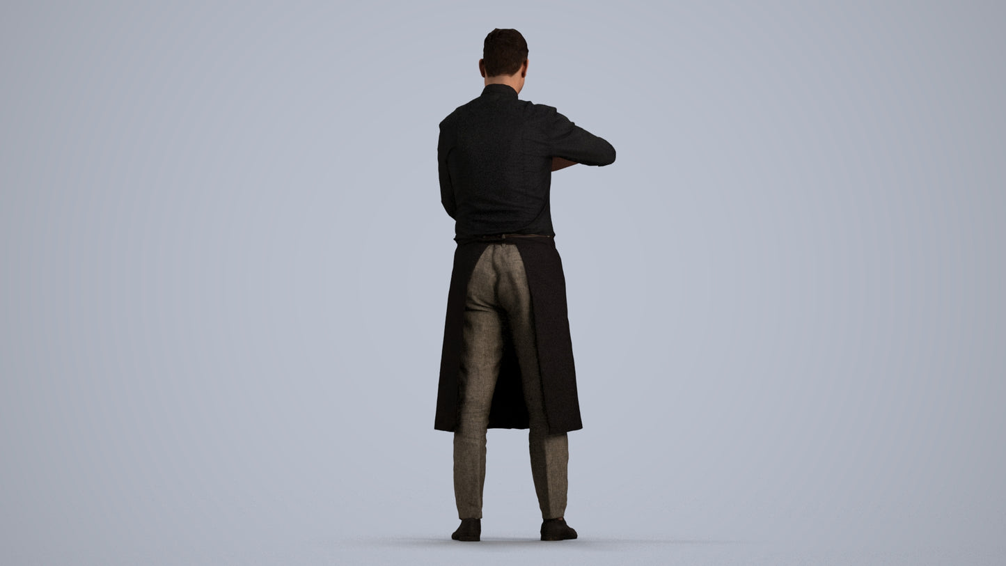 3D scanned man hospitality, photorealistic archviz people for Enscape and SketchUp, front view render