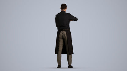3D scanned man hospitality, photorealistic archviz people for Enscape and SketchUp, front view render