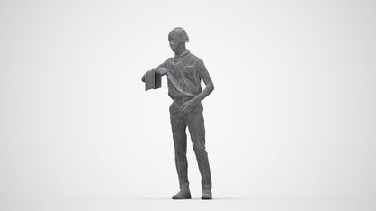 realistic 3D human boy hospitality, archviz people FBX OBJ for Blender, wireframe back view