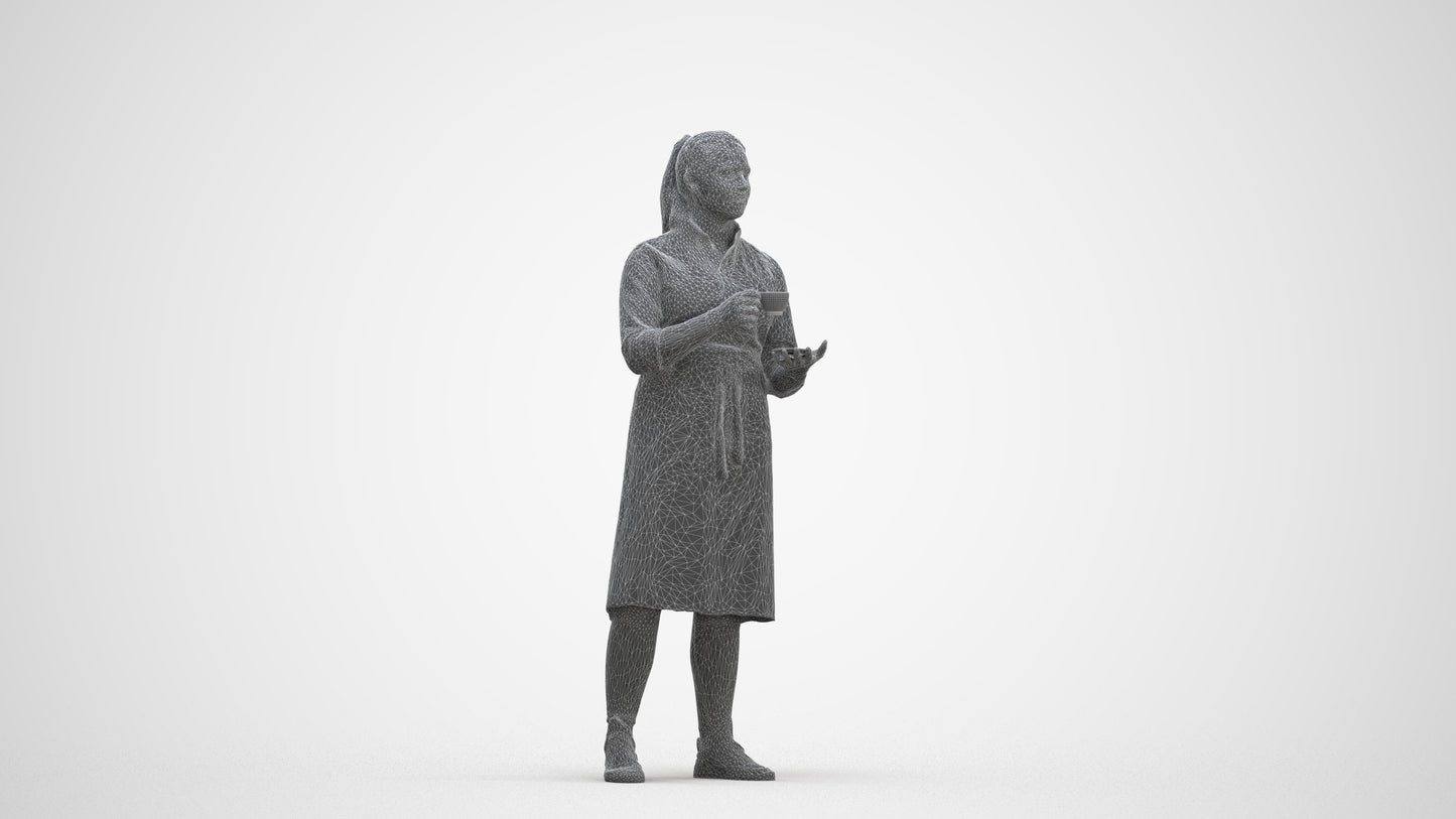 realistic 3D woman hospitality, scanned archviz people for Blender and 3ds Max, three-quarter front view render