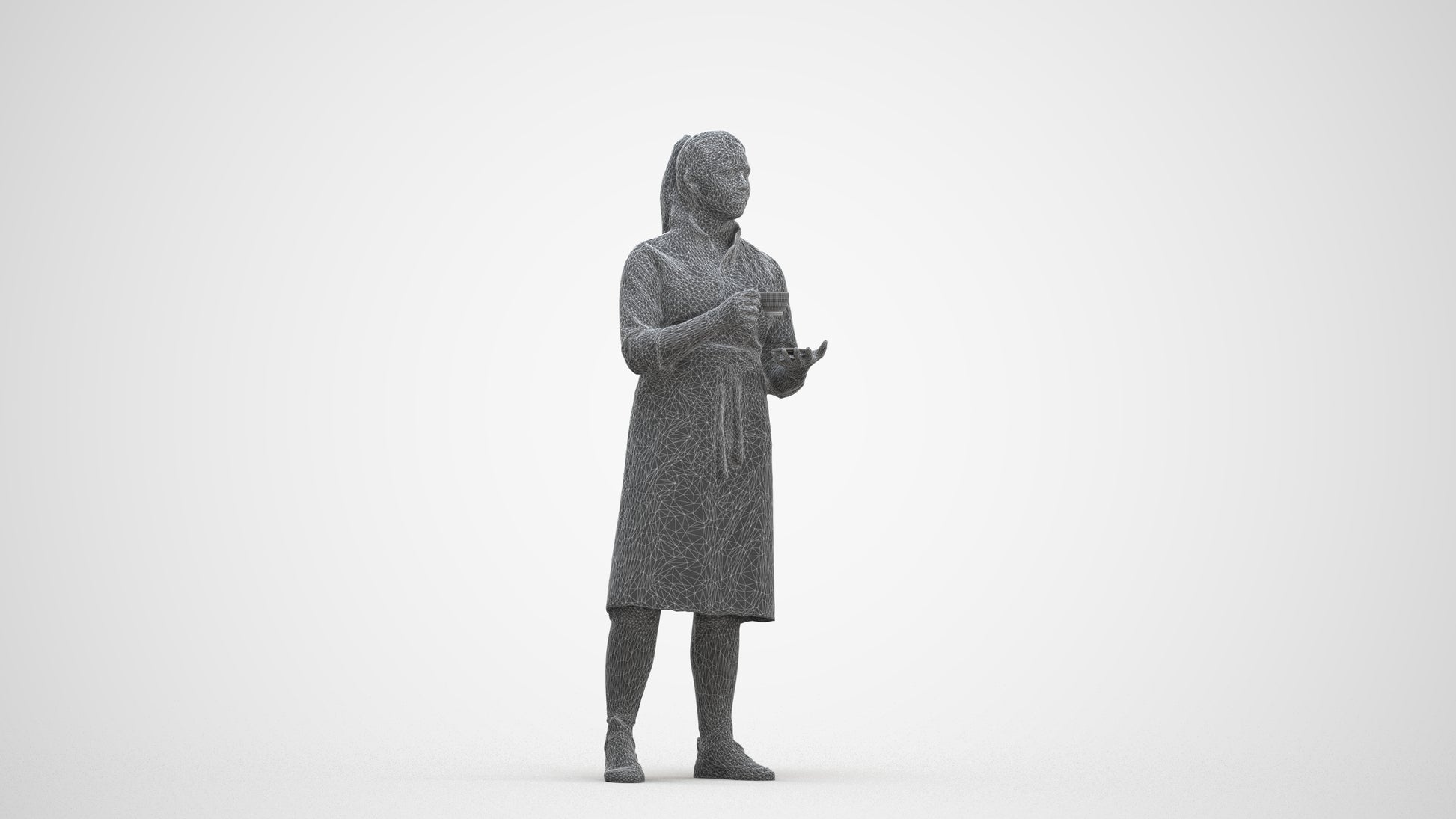 realistic 3D woman hospitality, scanned archviz people for Blender and 3ds Max, three-quarter front view render