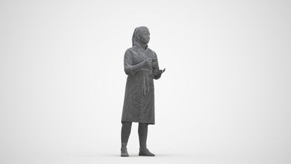 realistic 3D woman hospitality, scanned archviz people for Blender and 3ds Max, three-quarter front view render