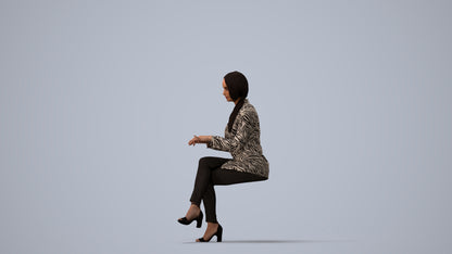 3D scanned woman business, photorealistic archviz people for Enscape and SketchUp, three-quarter view render