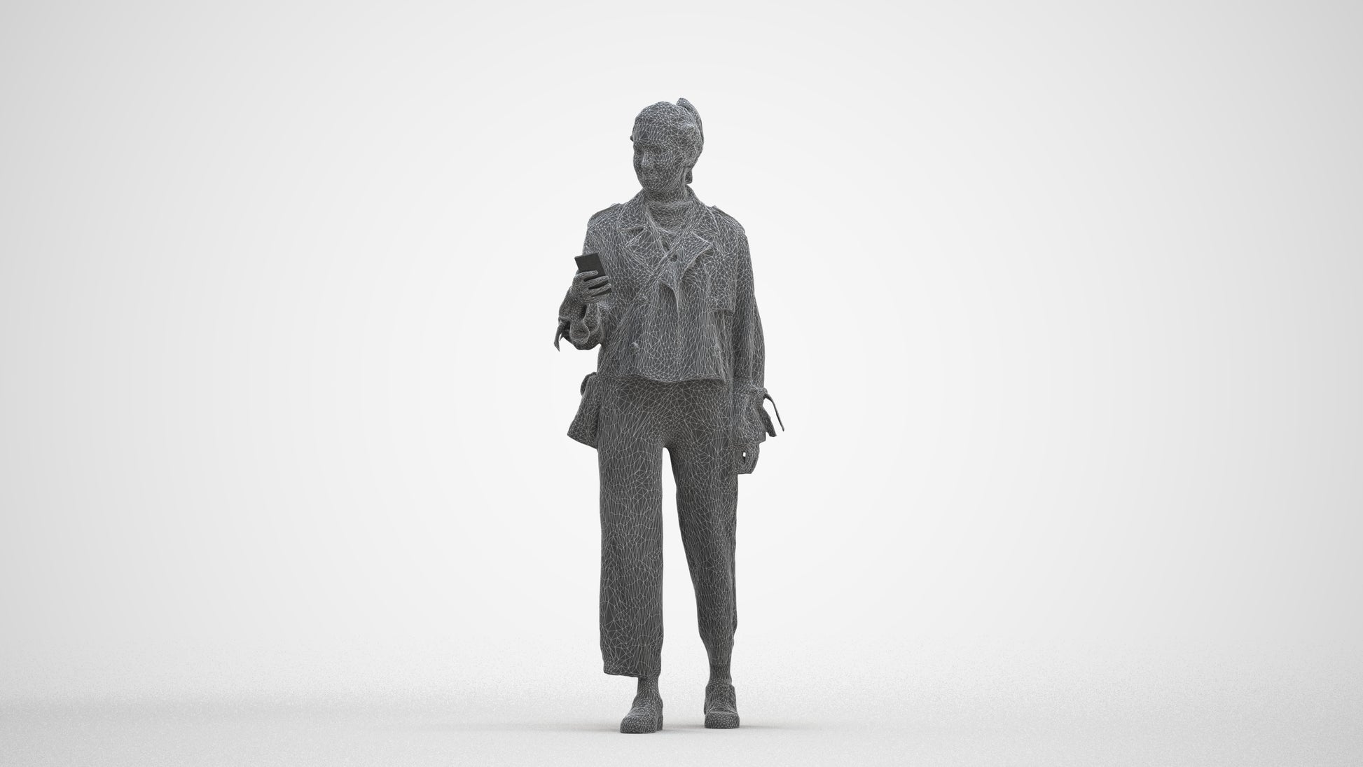 3D people model woman casual walking, scanned human for 3ds Max rendering, three-quarter front view render