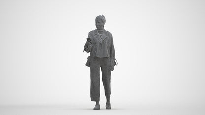 3D people model woman casual walking, scanned human for 3ds Max rendering, three-quarter front view render