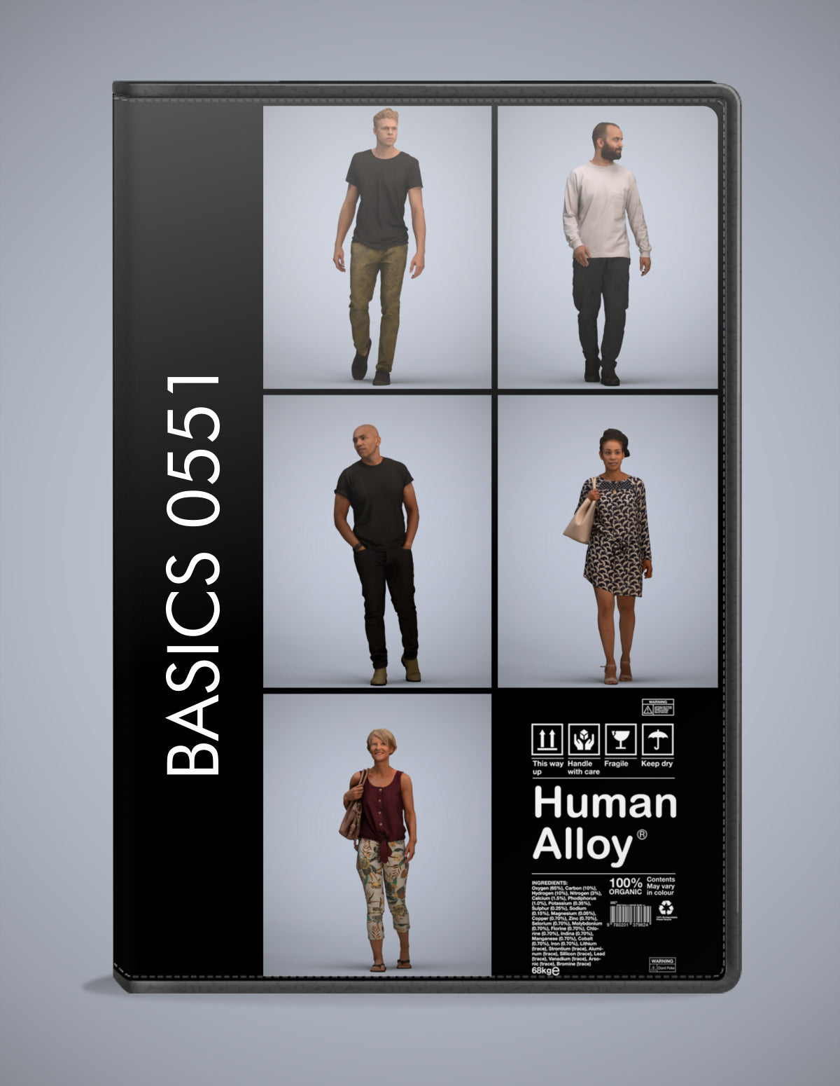 3D people models walking bundle, 5 scanned humans for 3ds Max rendering