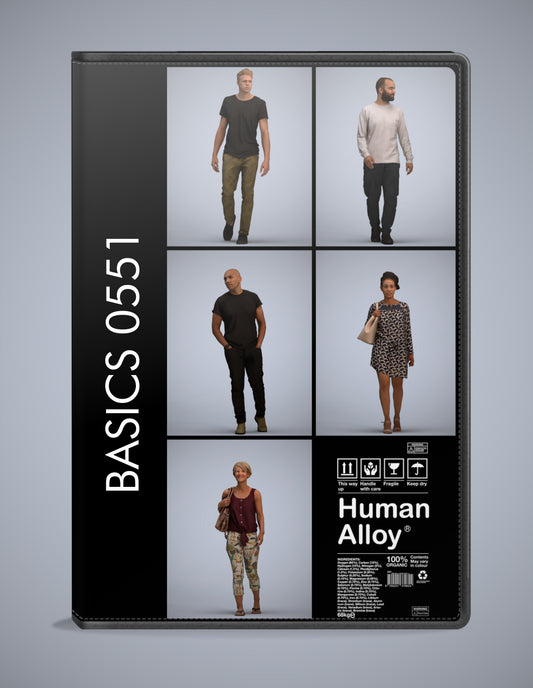 3D people models walking bundle, 5 scanned humans for 3ds Max rendering