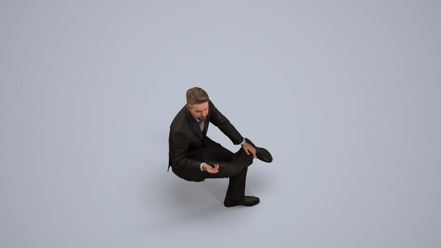 3D people model man business, scanned human for 3ds Max rendering, back view render