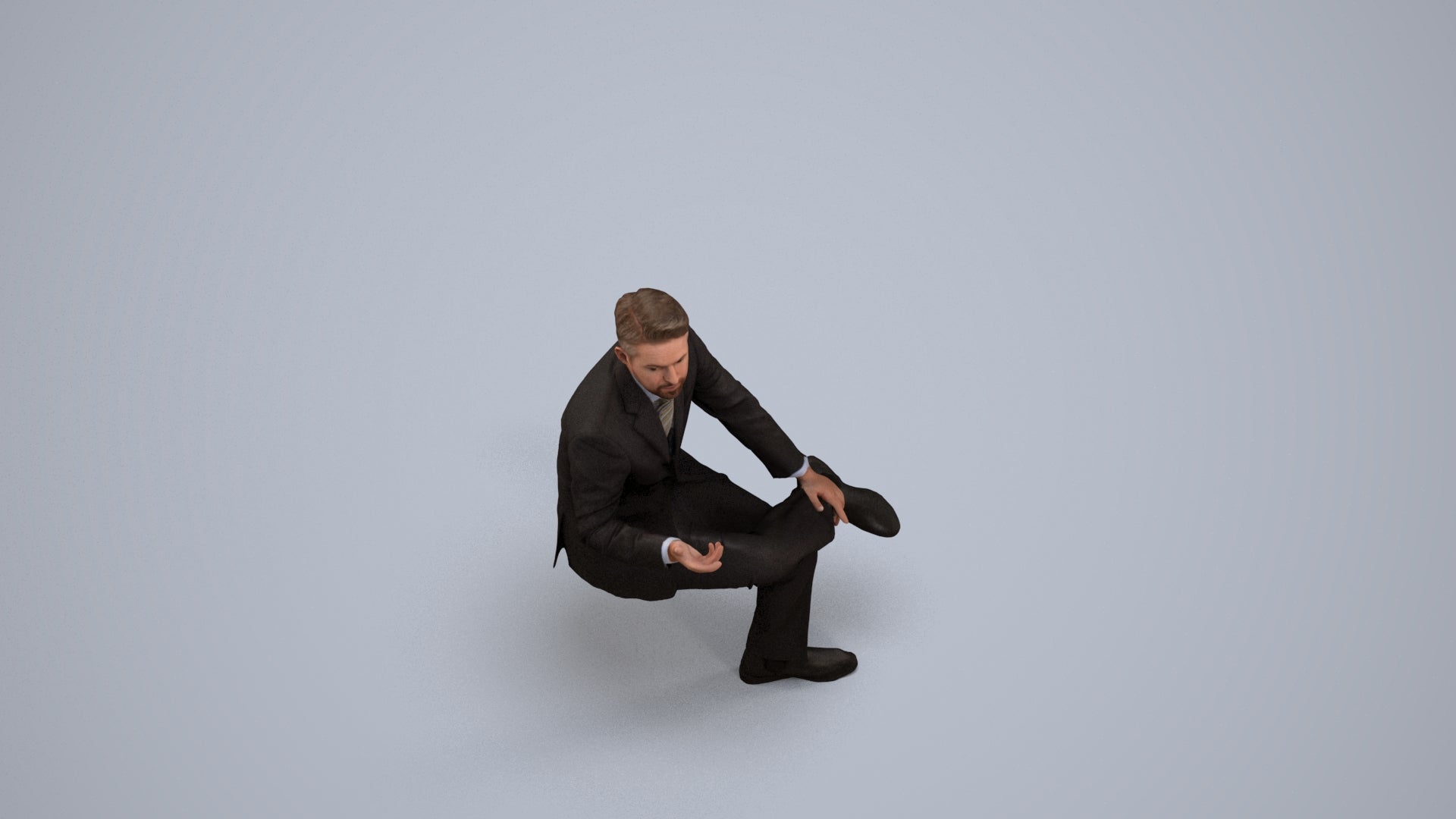3D people model man business, scanned human for 3ds Max rendering, back view render