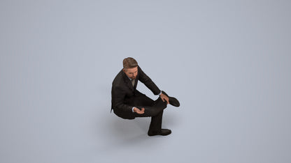 3D people model man business, scanned human for 3ds Max rendering, back view render