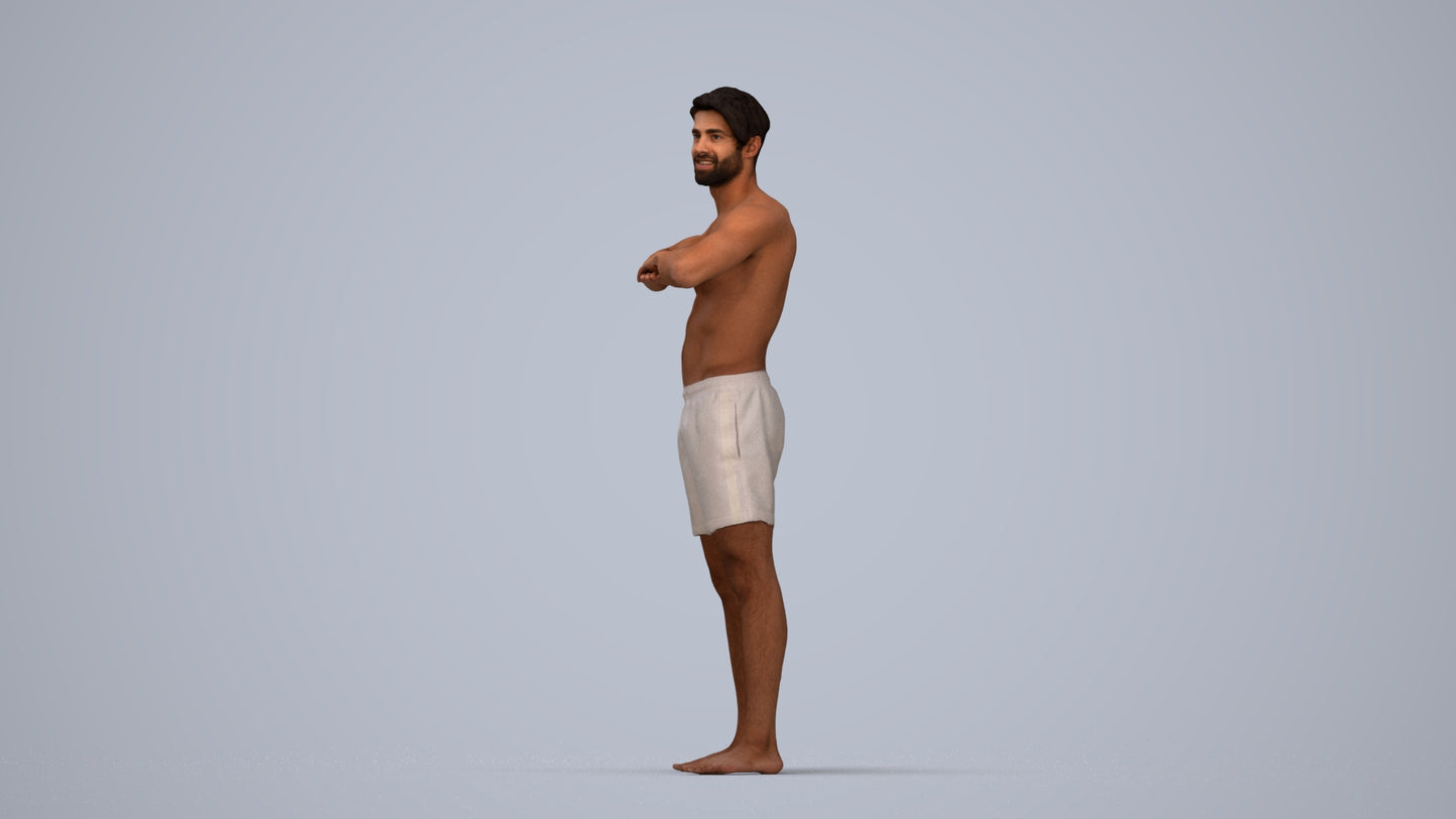 scanned 3D man pool, photogrammetry people for Enscape and V-Ray, top-down view render