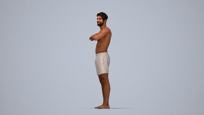 scanned 3D man pool, photogrammetry people for Enscape and V-Ray, top-down view render