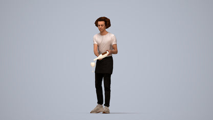 realistic 3D human man hospitality, archviz people FBX OBJ for Blender, top-down view render