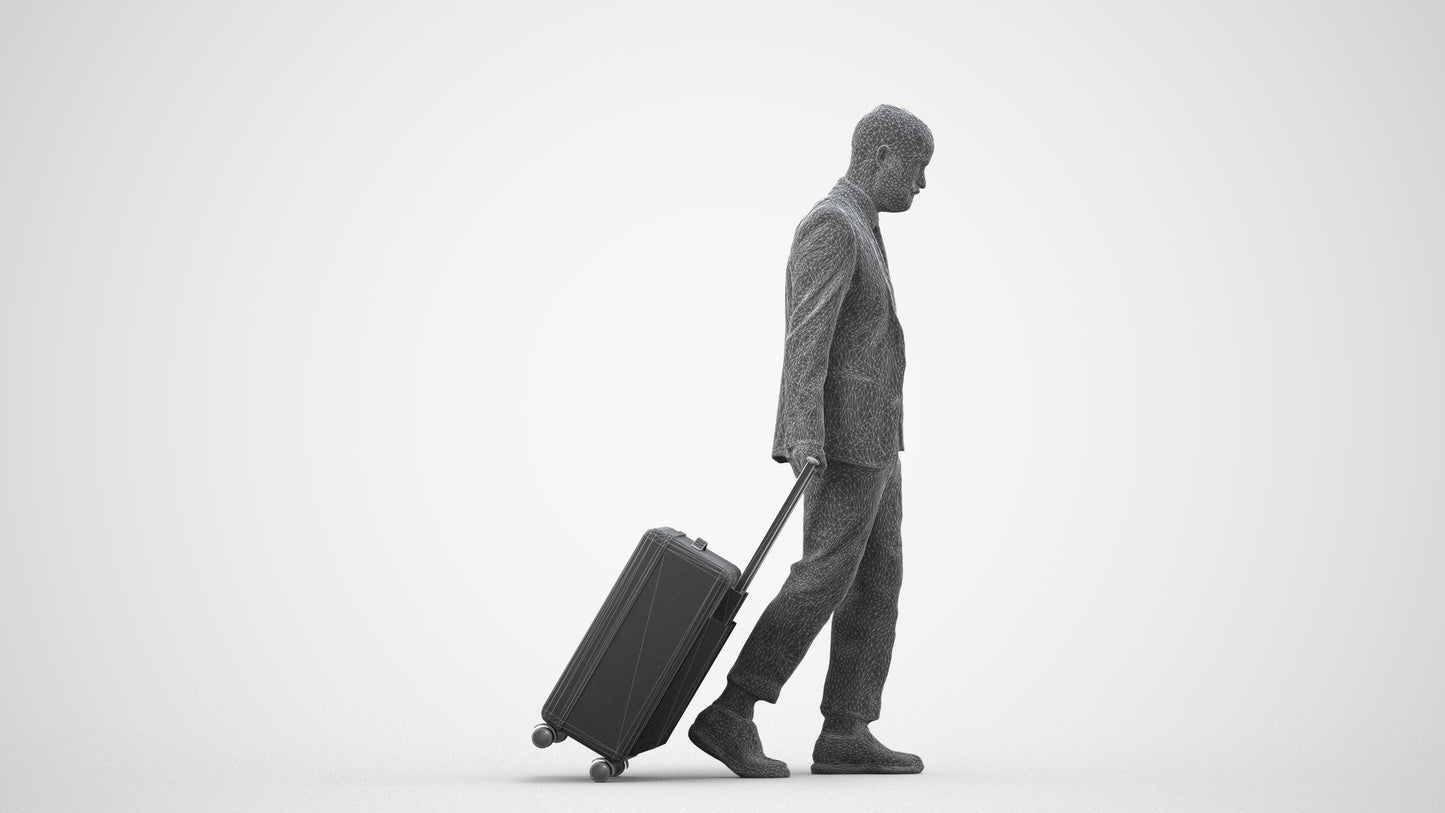 realistic 3D people man business, render-ready for V-Ray and Corona, FBX OBJ, wireframe side view
