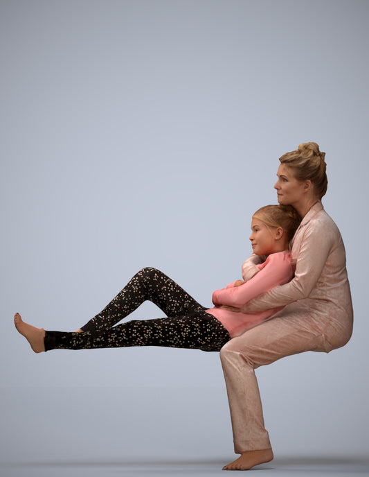 3D human model girl kids, photogrammetry scanned person for archviz