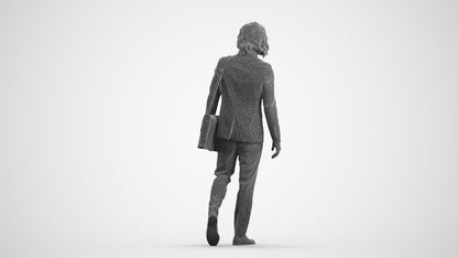 realistic 3D man business walking, scanned archviz people for Blender and 3ds Max, wireframe front view