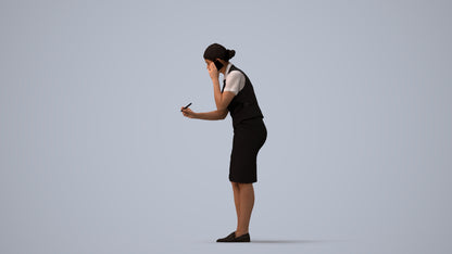 realistic 3D woman hospitality, scanned archviz people for Blender and 3ds Max, three-quarter view render
