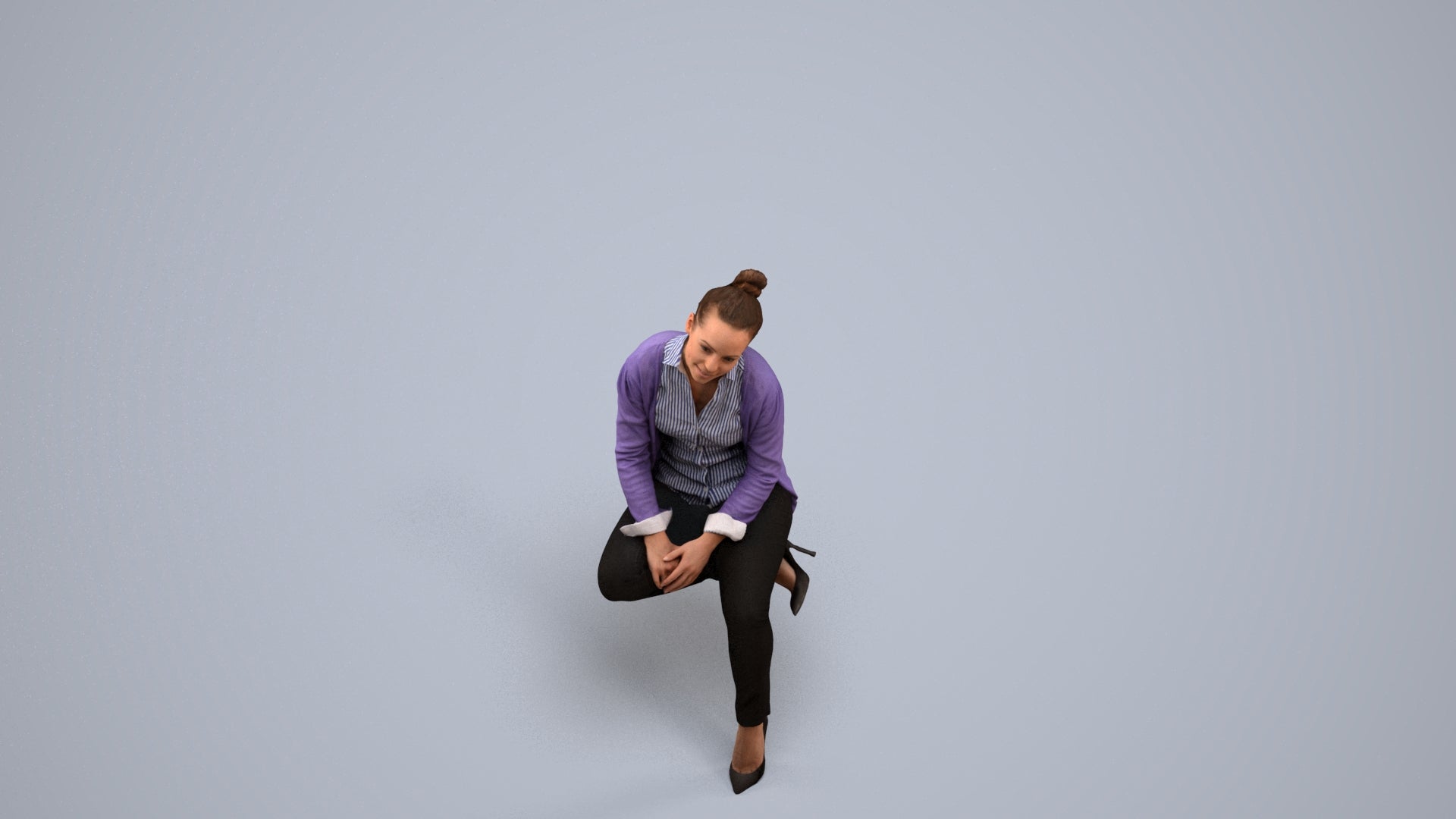 realistic 3D people woman business sitting, render-ready for V-Ray and Corona, FBX OBJ, back view render